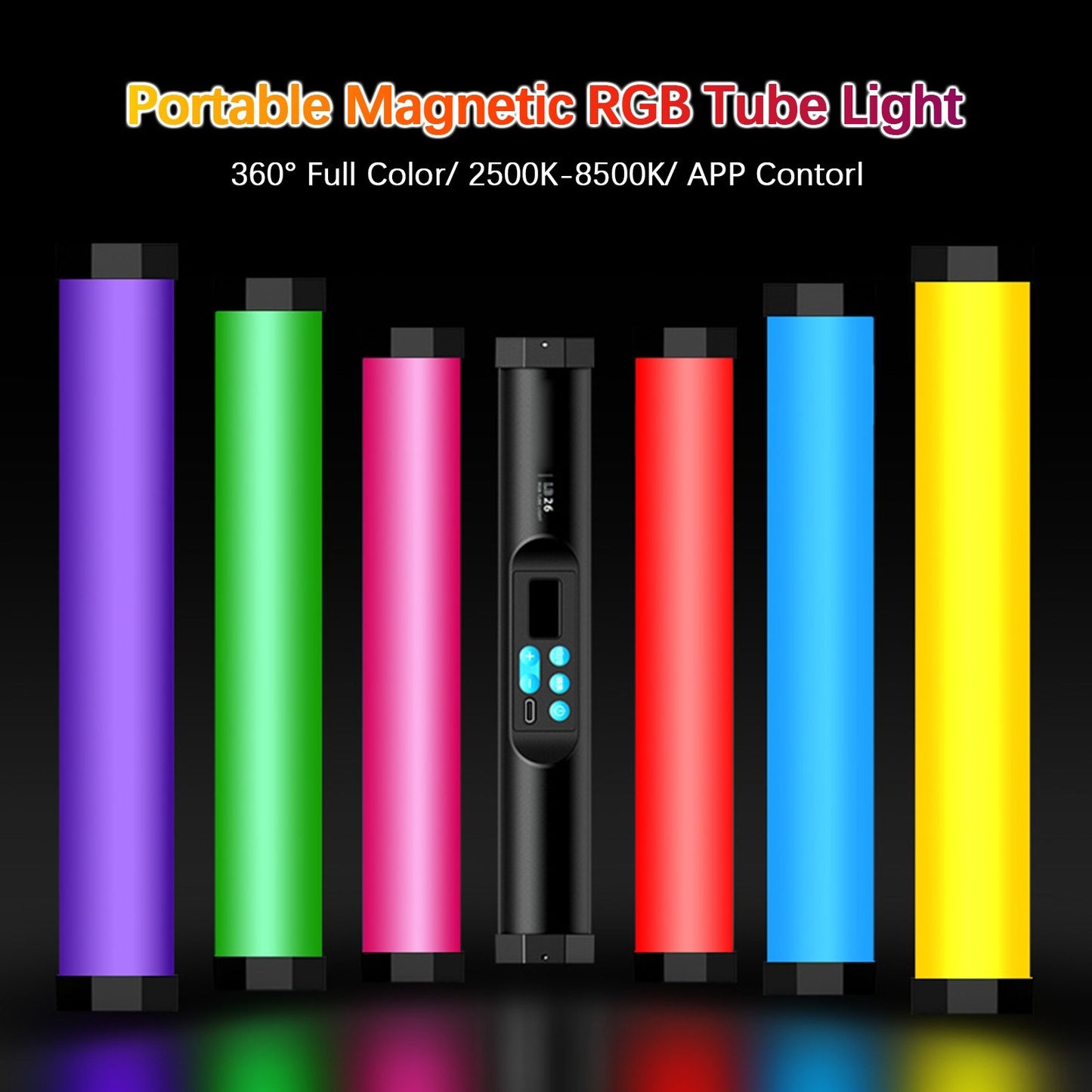 Magnetic RGB LED Video Light Tube Handheld Photography Light Stick Wand 2500K-8500K for Video Photography