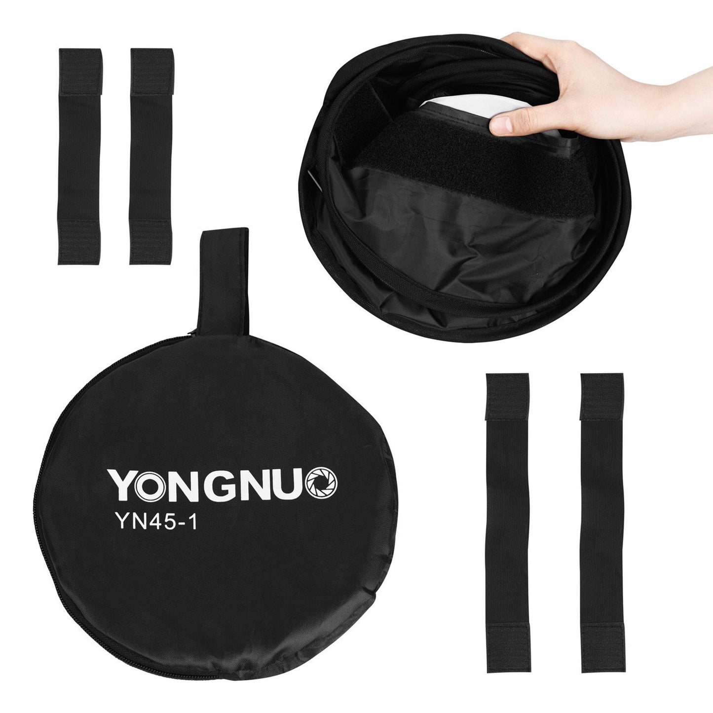 YONGNUO YN45-1 45cm/18in Portable Round Softbox for YONGNUO YN300/YN300 II/ YN300 III/ YN300 IV LED Video Light, Collapsible Softbox Diffuser Phototgraphy Accessories