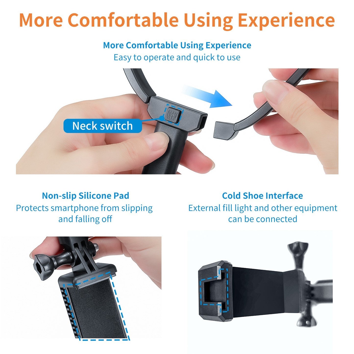 TELESIN GP-HNB-U1 Sports Camera Phone Selfie Neck Holder Mount with Phone Clamp