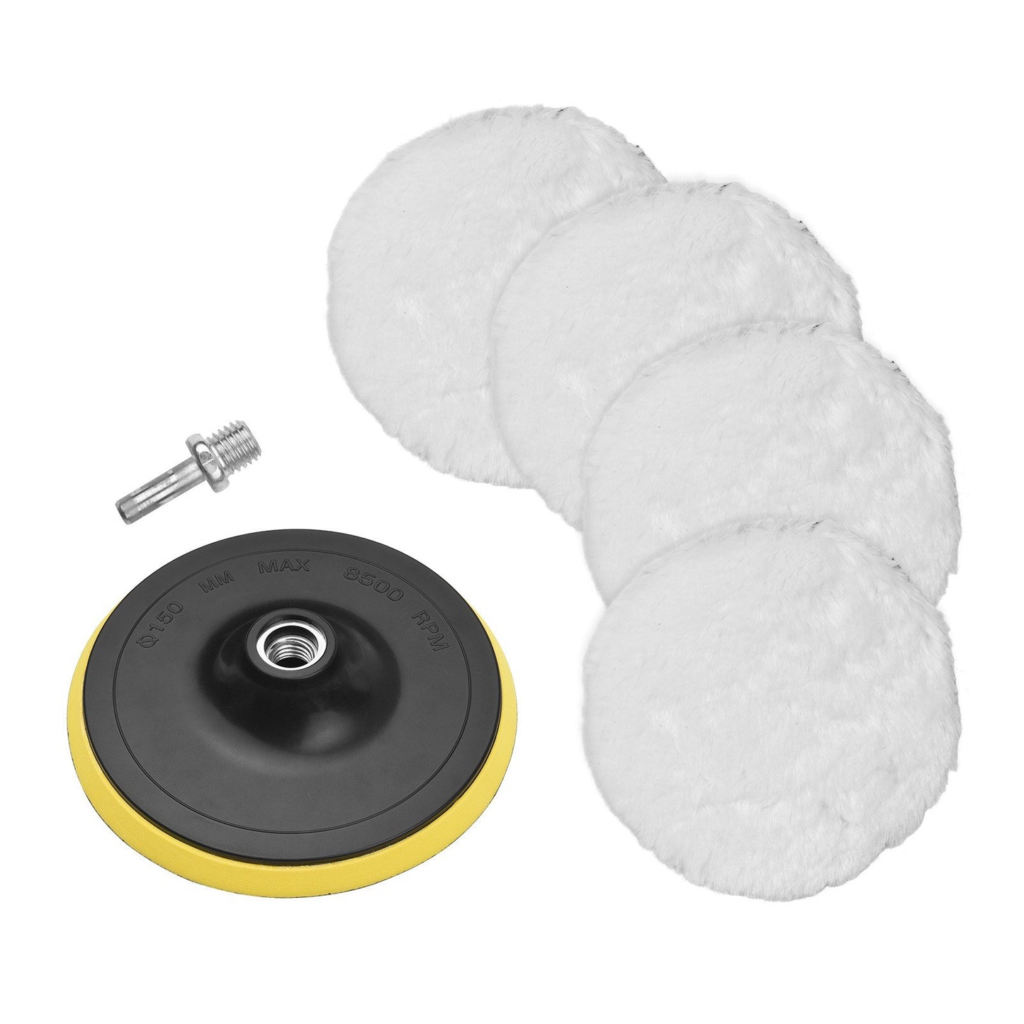 6 Pcs 6 Inch Wool Polishing Pads Polishing Buffing Wheel with M14 Drill Adapter