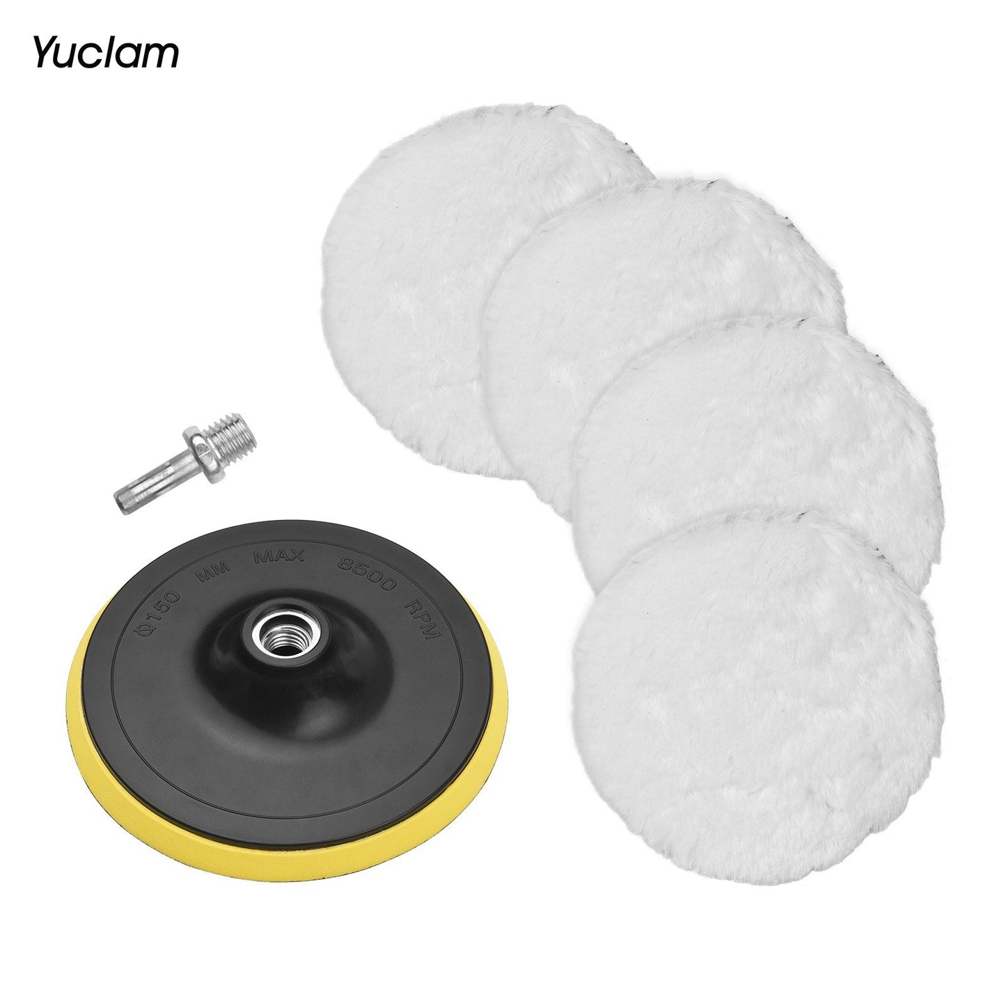 6 Pcs 6 Inch Wool Polishing Pads Polishing Buffing Wheel with M14 Drill Adapter