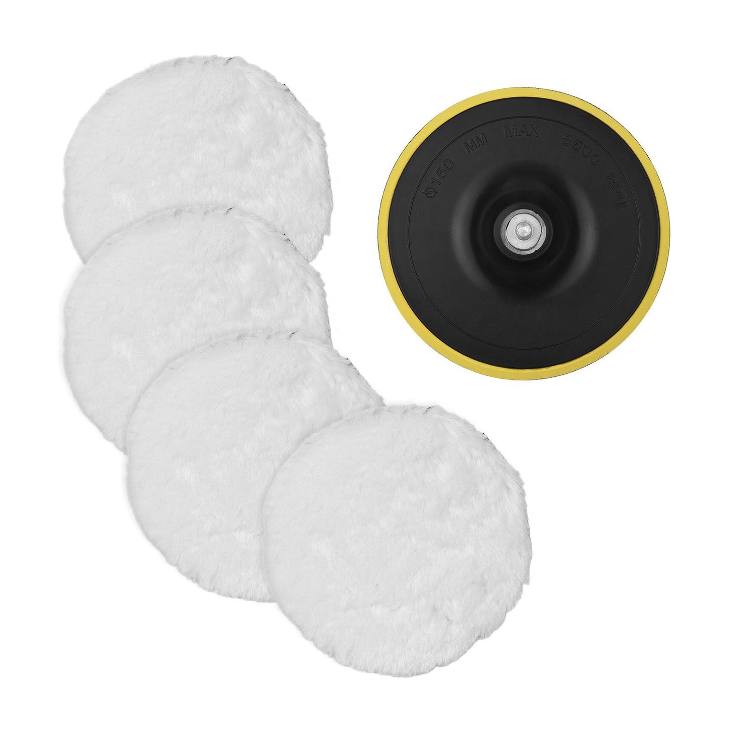 6 Pcs 6 Inch Wool Polishing Pads Polishing Buffing Wheel with M14 Drill Adapter