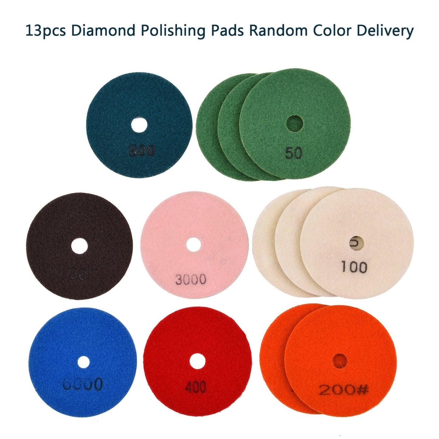 13 Pcs 4 Inch Diamond Concrete Polishing Pads Set for Granite Stone Concrete Marble