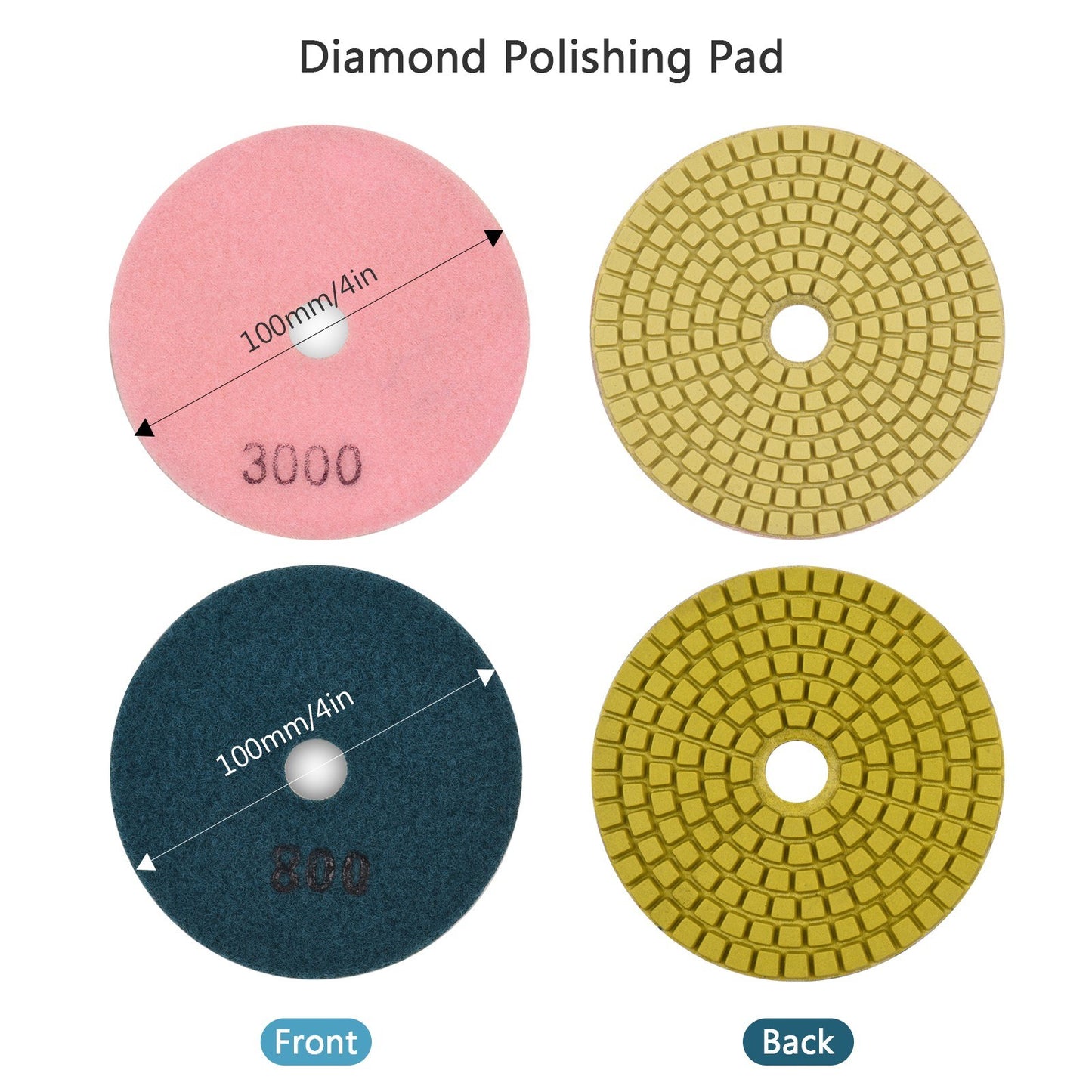 13 Pcs 4 Inch Diamond Concrete Polishing Pads Set for Granite Stone Concrete Marble