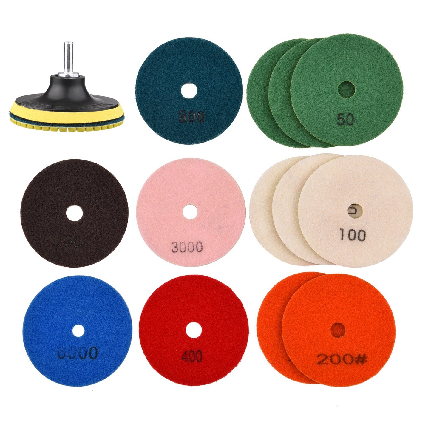 13 Pcs 4 Inch Diamond Concrete Polishing Pads Set for Granite Stone Concrete Marble
