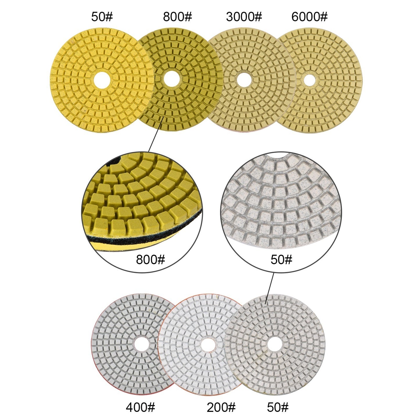 13 Pcs 4 Inch Diamond Concrete Polishing Pads Set for Granite Stone Concrete Marble