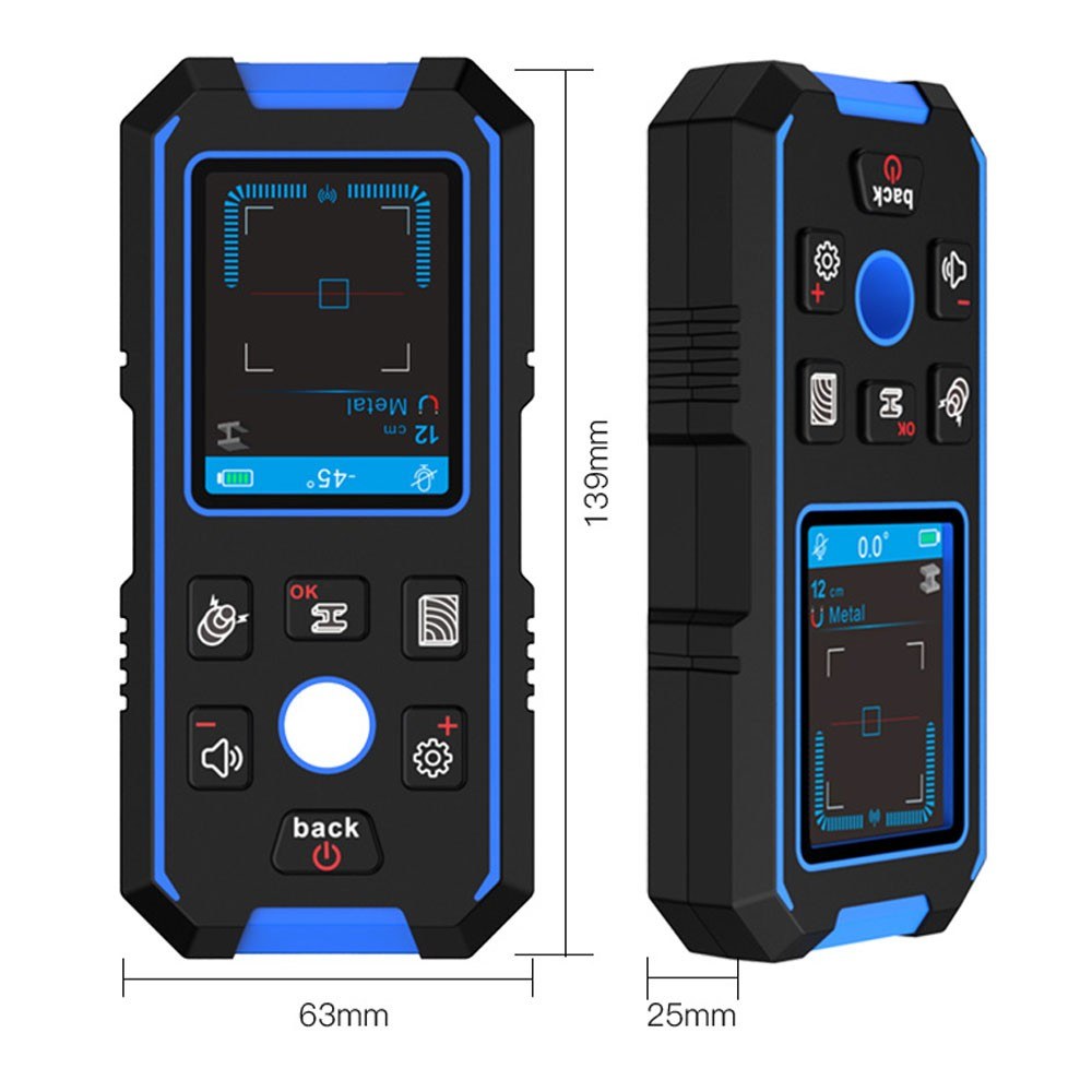 NF-518 Multifunctional Wall Detector Backlit LCD Color Display 240x320 Resolution Voice Broadcast AC Metal Wooden Wall Detection Modes Adjustment Cable Wires Depth Measurement Device Function