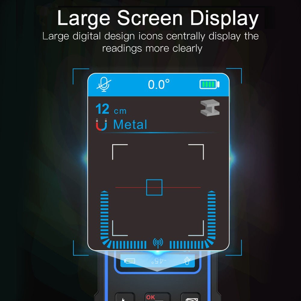 NF-518 Multifunctional Wall Detector Backlit LCD Color Display 240x320 Resolution Voice Broadcast AC Metal Wooden Wall Detection Modes Adjustment Cable Wires Depth Measurement Device Function