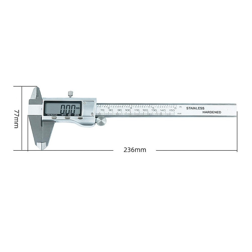 Electronic Digital Vernier Caliper 150mm Metric Wear-resistant Stainless Steel Measuring Tool for Inside Outside Depth Length Height and Thickness Measurements