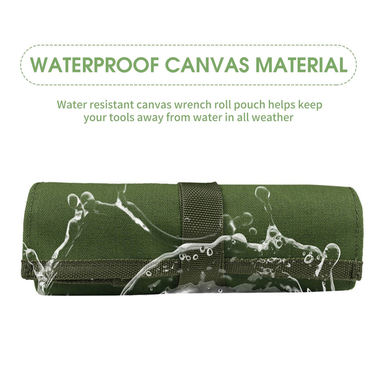 Tool Roll Bag Multi-Purpose Tool Roll Up Bag Canvas Garden Bag Organizer Bucket with 10 Pockets - Army Green
