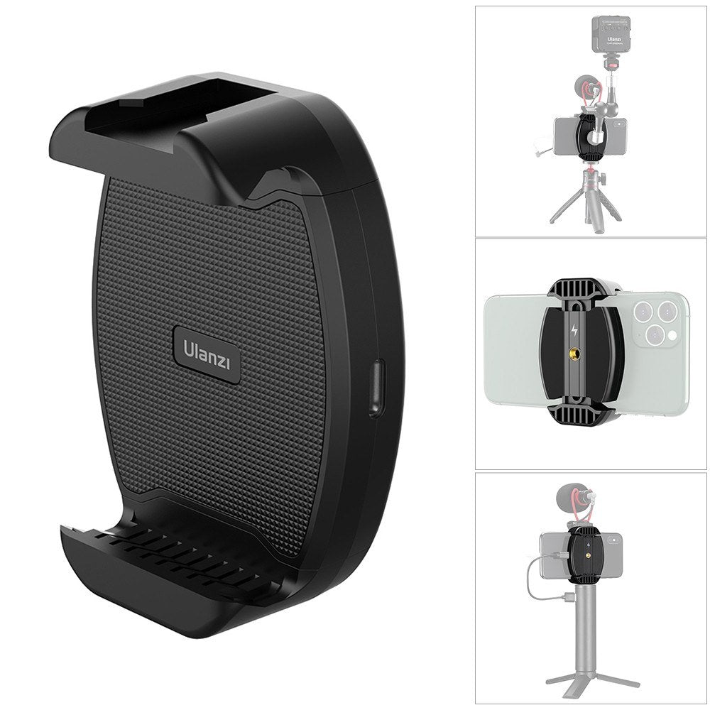 ULANZI ST-13 Quick-Grip Wireless Charging Holder Clamp with 1/4 Screw Cold Shoe Mount for Microphone LED Video Light
