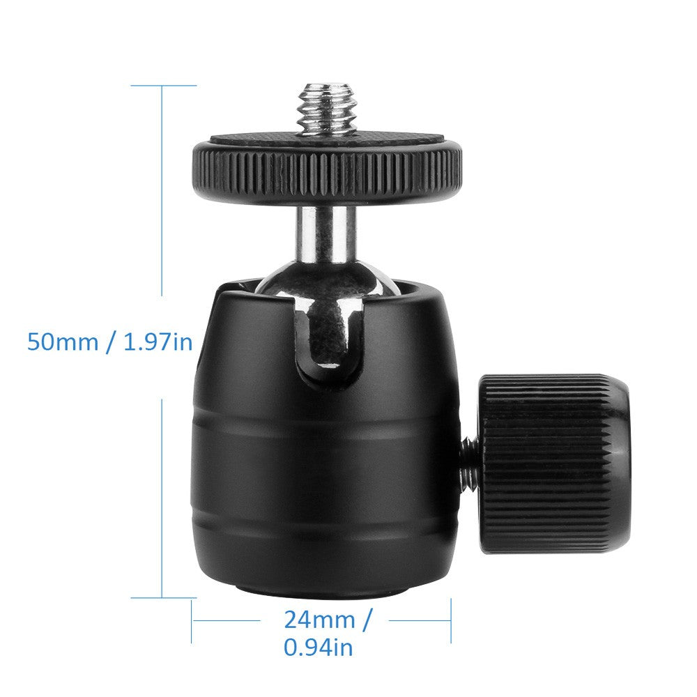 Tripod Ball Head 360-degree Rotatable Metal Tripod Mount with 1/4 Screw for Camera
