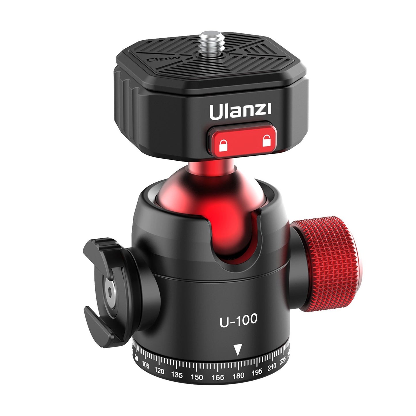 Uniqkart U100 Tripod Head Quick Release Plate Metal 360-degree Panoramic Ball Head with Cold Shoe Mount, 20KG Loading Capacity