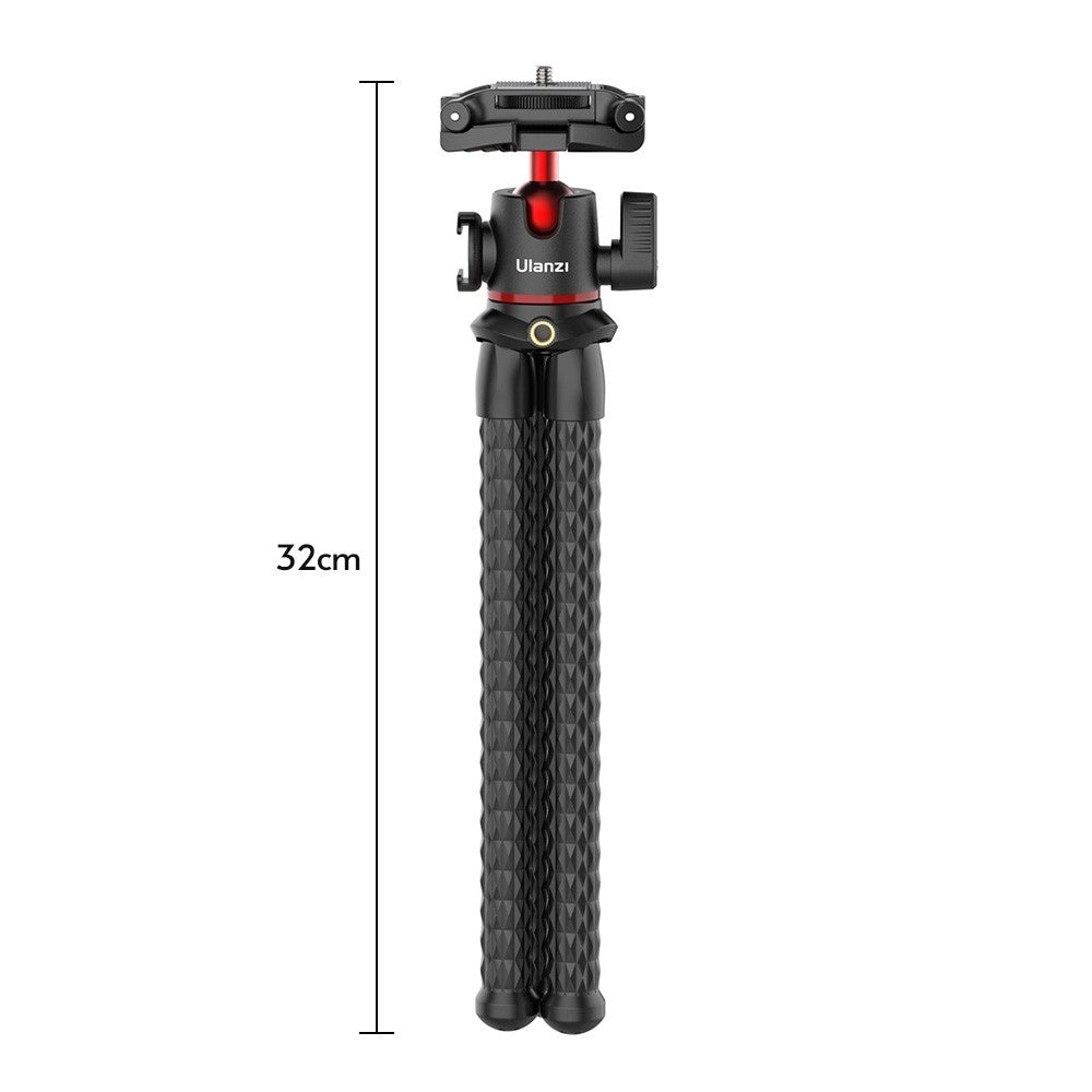 Uniqkart MT-33 Flexible Octopus Camera Tripod Stand with Cold Shoe Mount 360-degree Rotatable Panoramic Ball Head