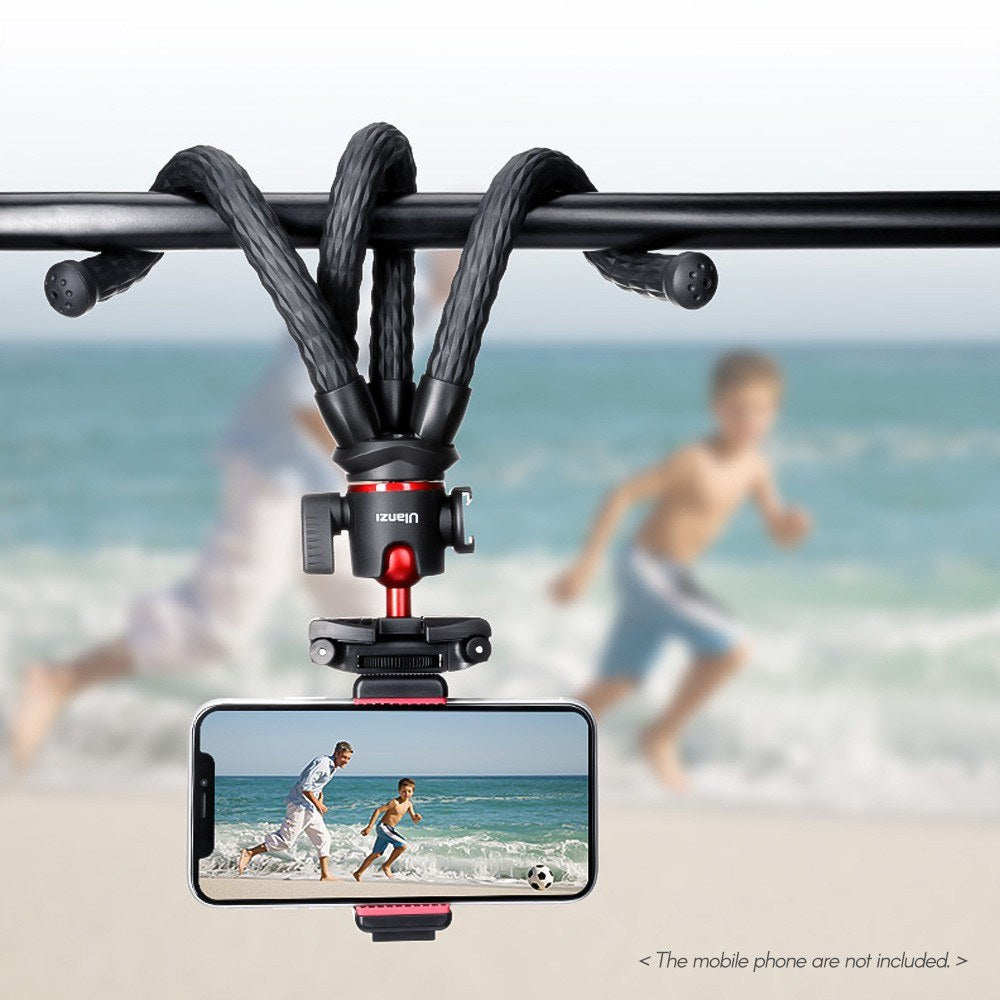 Uniqkart MT-33 Flexible Octopus Camera Tripod Stand with Cold Shoe Mount 360-degree Rotatable Panoramic Ball Head
