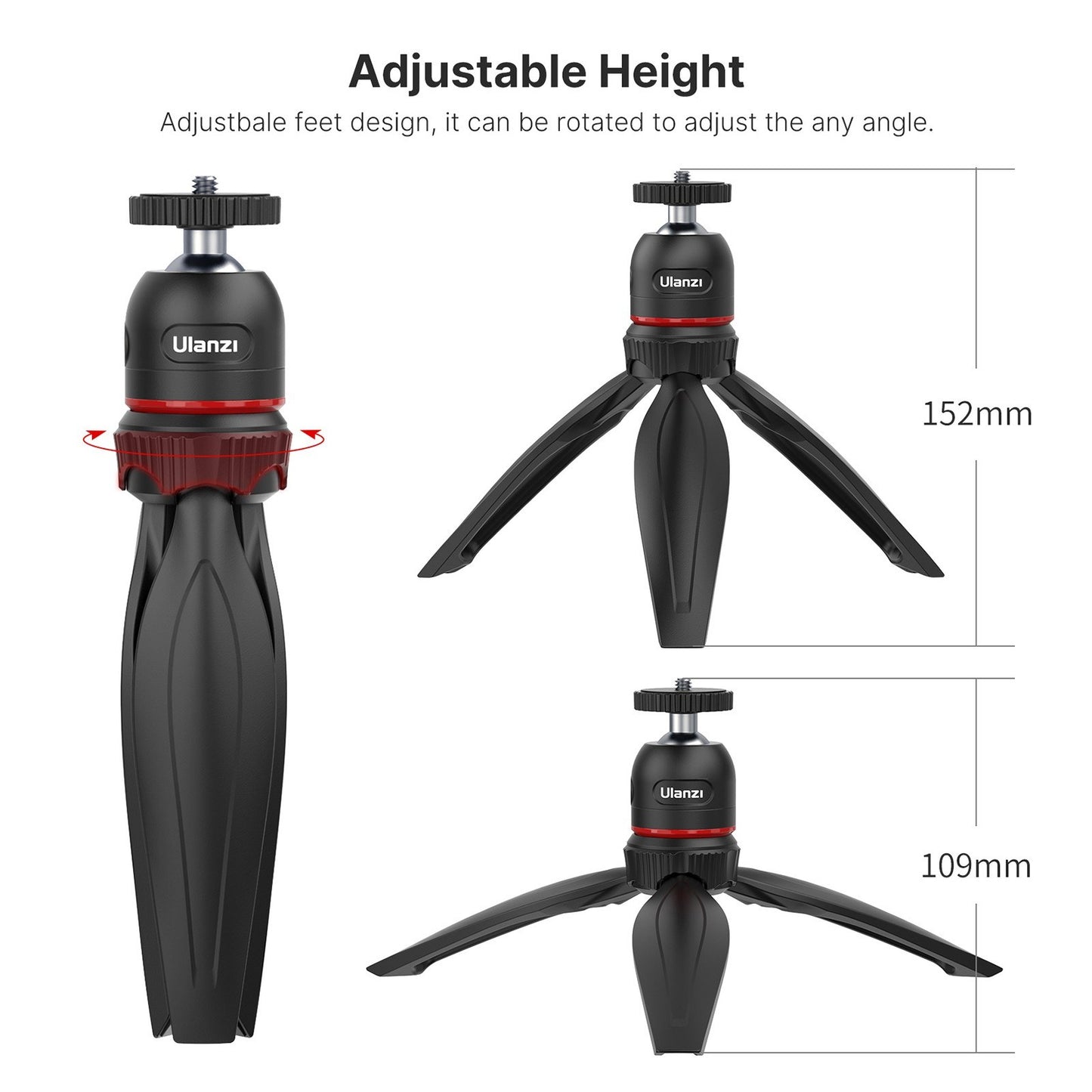 Uniqkart MT-17 Camera Tripod Stand Holder Desktop Tabletop Stand with 1/4 Inch Screw for DSLR Action Camera Mobile Phone