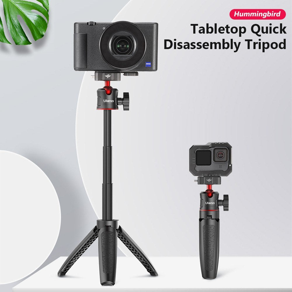 Uniqkart R078 28cm/11in Selfie Stick Tripod 3-level Extendable 2-in-1 PC Selfie Stick Stand with Quick Release Ball Head for DSLR Smartphone