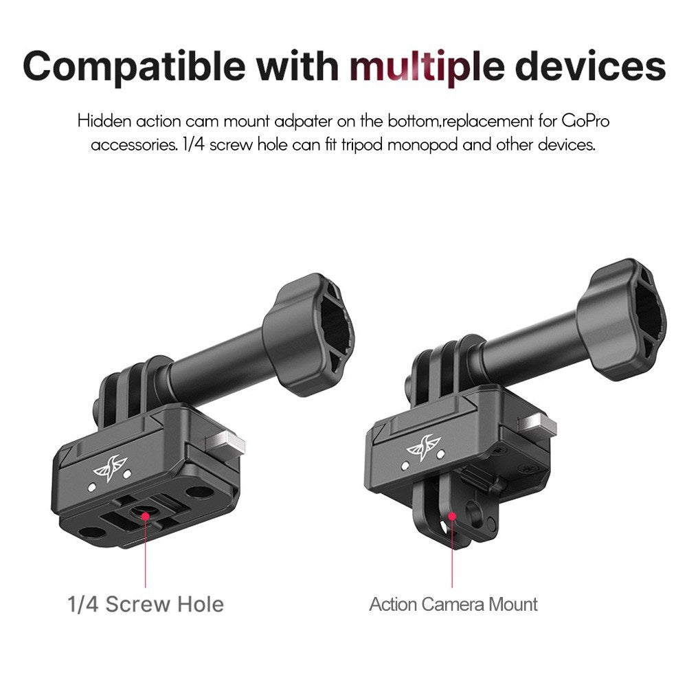 Uniqkart R079 Aluminum Mount Base Action Camera Quick Setup Kit with Universal 1/4 Interface, 2KG Payload