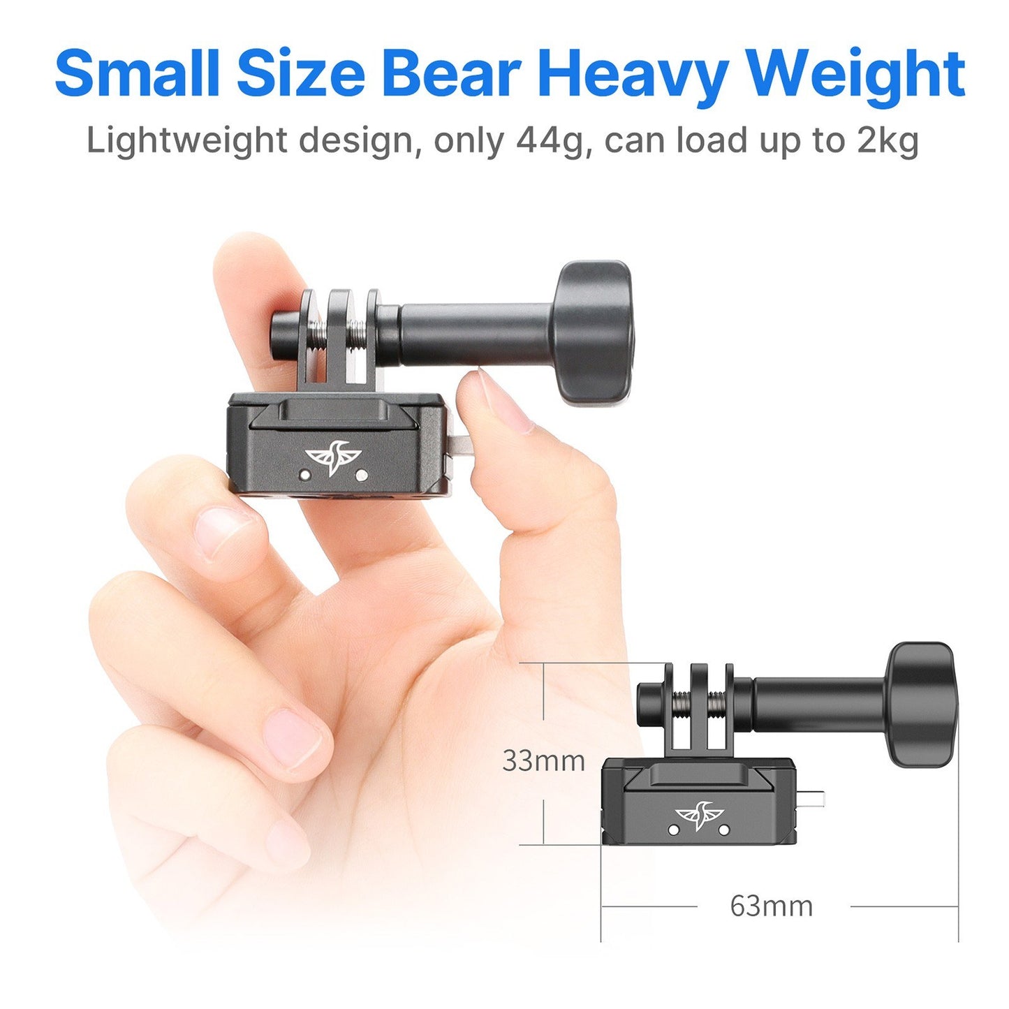 Uniqkart R079 Aluminum Mount Base Action Camera Quick Setup Kit with Universal 1/4 Interface, 2KG Payload