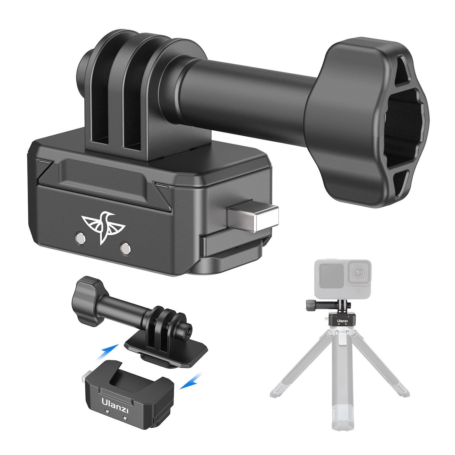 Uniqkart R079 Aluminum Mount Base Action Camera Quick Setup Kit with Universal 1/4 Interface, 2KG Payload