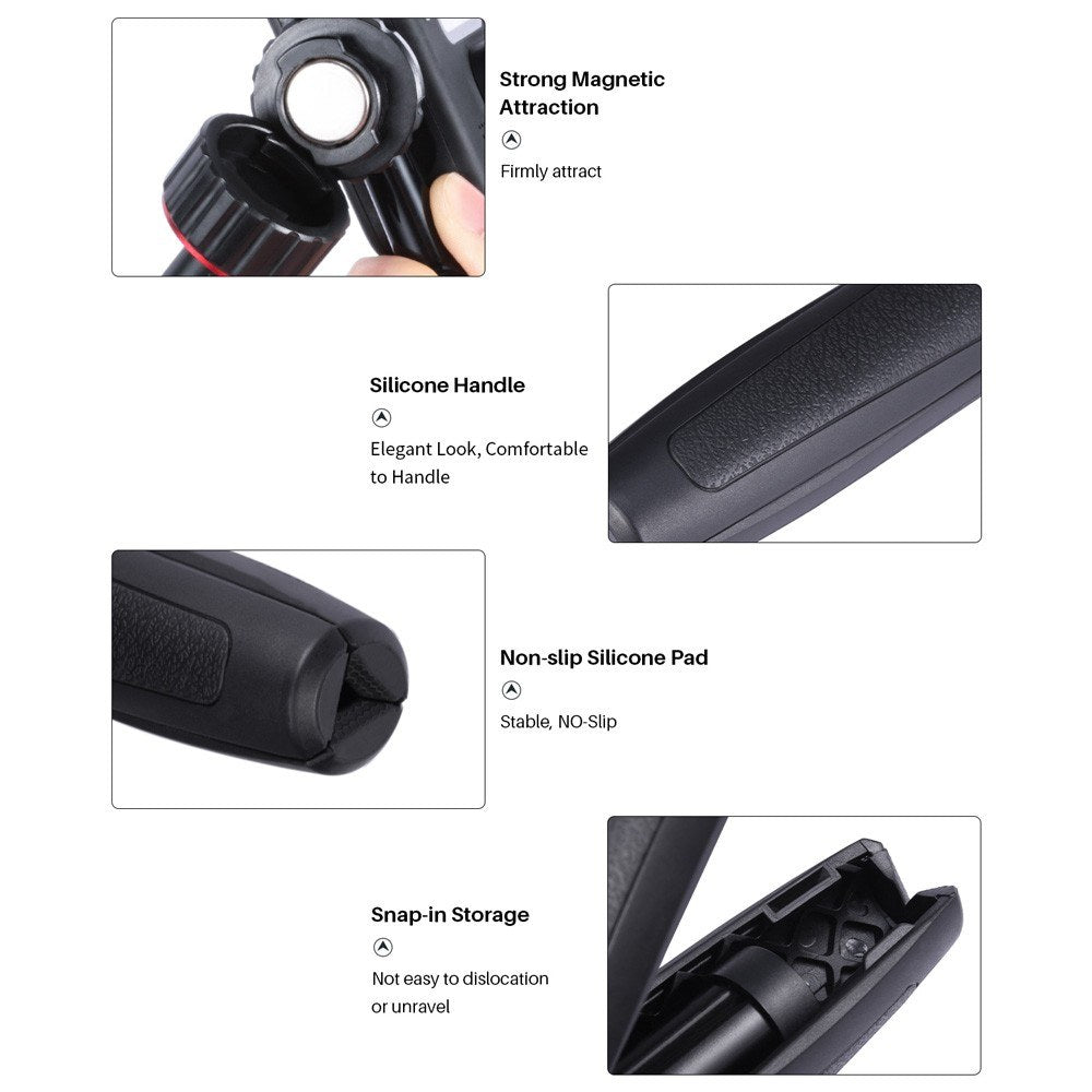 ULANZI MT-31 Portable Desktop Mini Tripod Stand Selfie Stick Handle with Magnetic Absorption Base Screw for Action Camera Video Camcorder