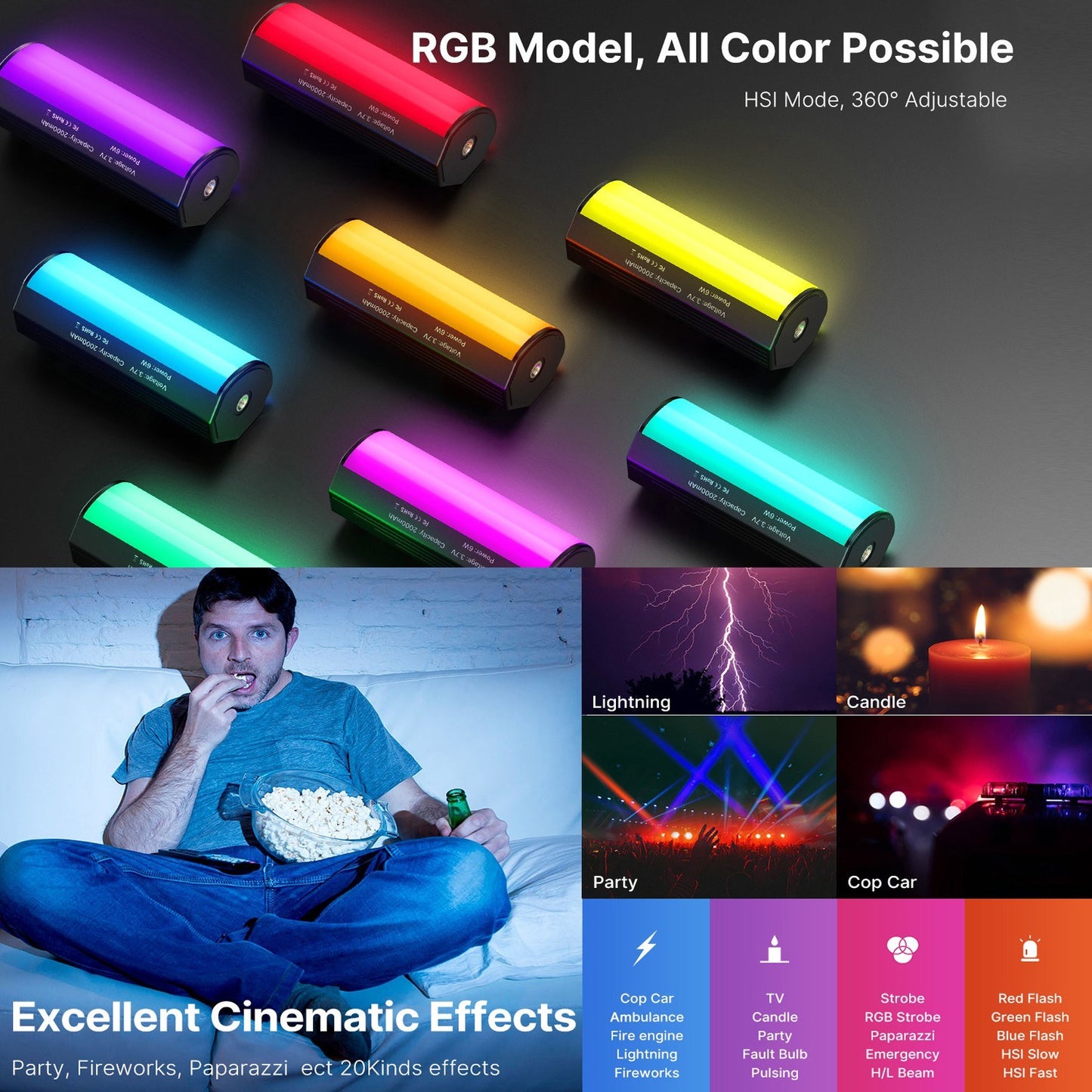 Uniqkart i-Light Handheld Photography Light Wand Magnetic RGB Tube Light 2500K-9000K CRI 95+ Video Light with 20 Lighting Effects