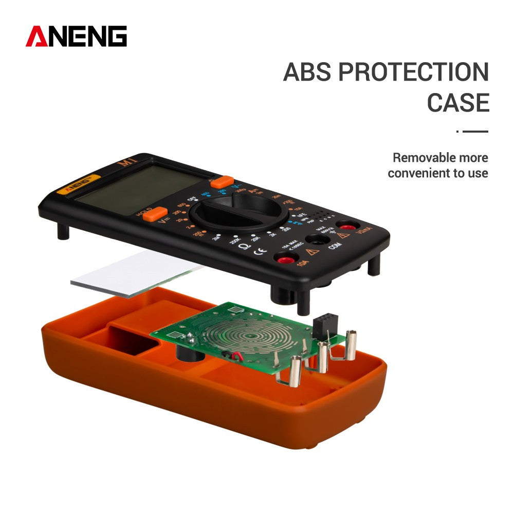 Aneng M1 Handheld Digital LCR Meter AC/DC Voltage Current Tester ResistanceTests Live Wire Continuity Overload Protection - Orange