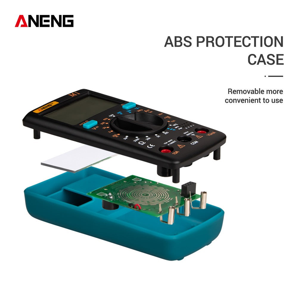 Aneng M1 Handheld Digital LCR Meter AC/DC Voltage Current Tester ResistanceTests Live Wire Continuity Overload Protection - Blue