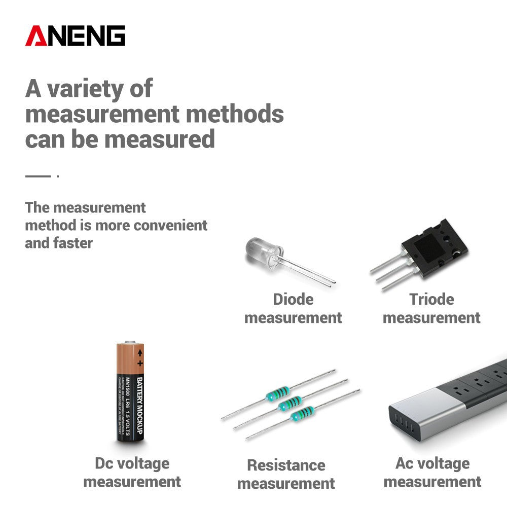 Aneng M1 Handheld Digital LCR Meter AC/DC Voltage Current Tester ResistanceTests Live Wire Continuity Overload Protection - Red