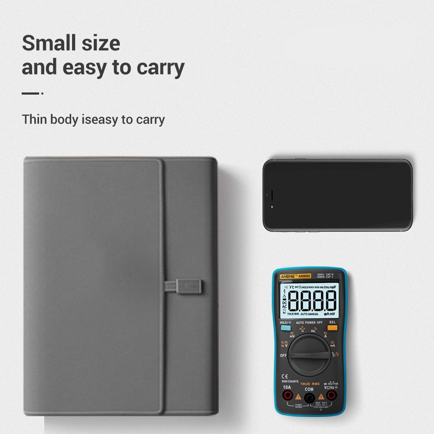 Aneng AN8002 Digital Multimeter RMS 6000 Counts Volt Meter Ohmmeter Auto-Ranging Tester AC/DC Voltage and Current, Temperature - Blue