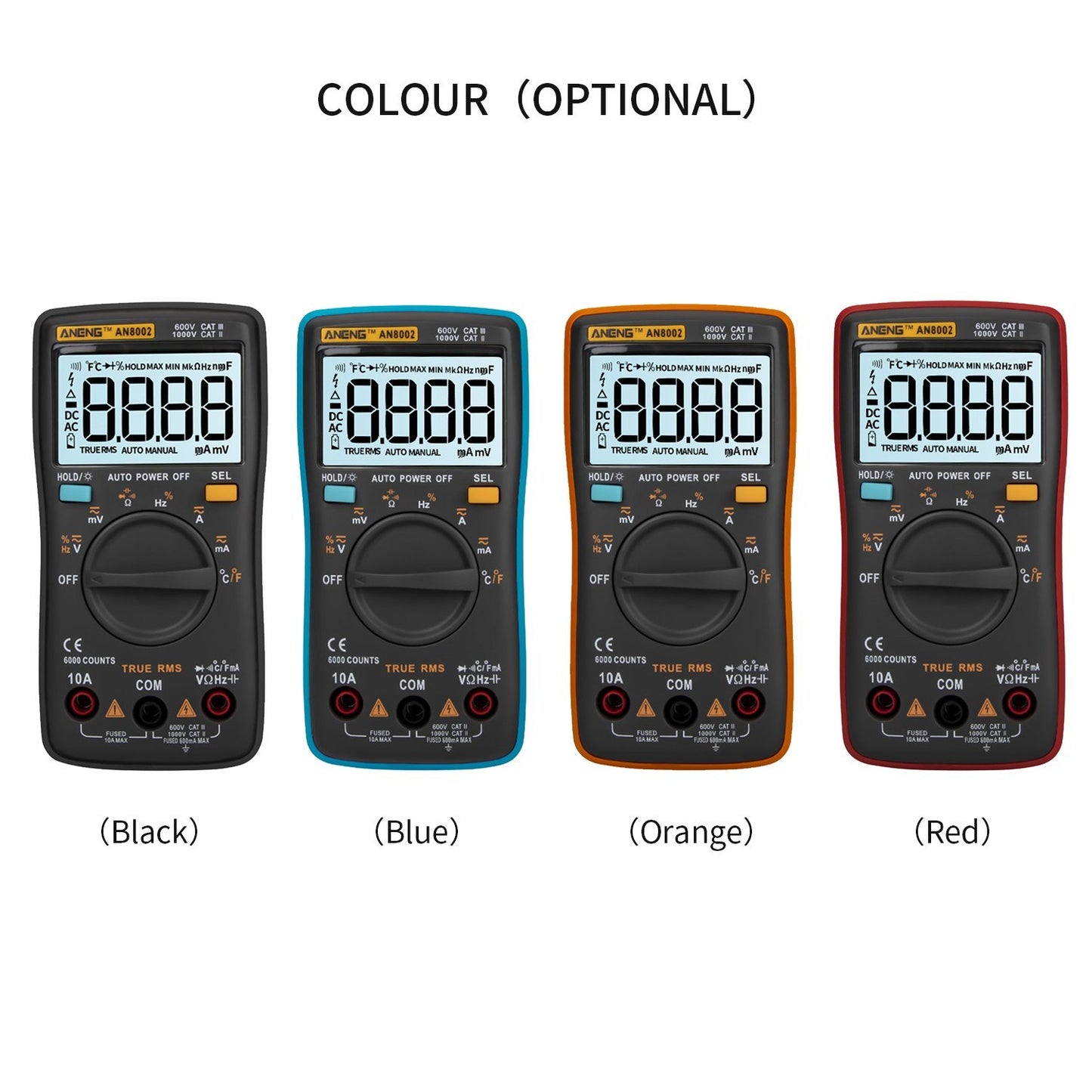 Aneng AN8002 Digital Multimeter RMS 6000 Counts Volt Meter Ohmmeter Auto-Ranging Tester AC/DC Voltage and Current, Temperature - Blue