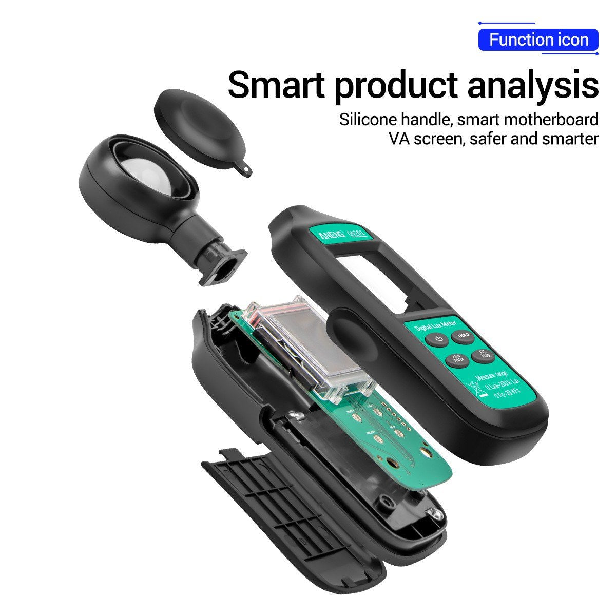 Aneng GN201 Mini Digital Lux Meter 0-20,0000 Digital Illuminance Light Meter LCD Display for Homes Agriculture Warehouses Farms