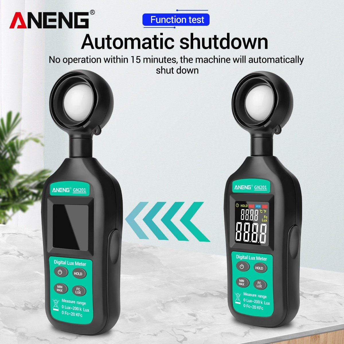 Aneng GN201 Mini Digital Lux Meter 0-20,0000 Digital Illuminance Light Meter LCD Display for Homes Agriculture Warehouses Farms