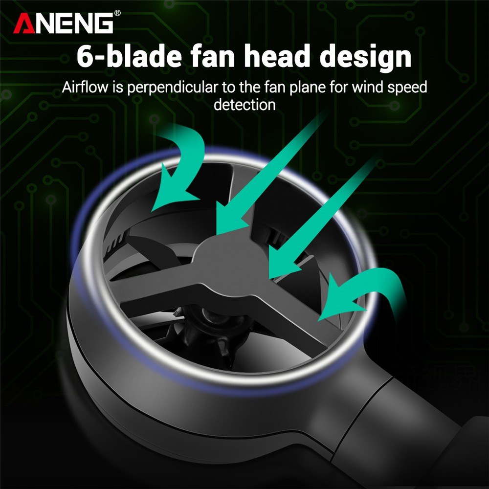 Aneng GN301 Digital Anemometer Handheld Wind Speed Meter Gauge with Thermometer Temperature Backlit