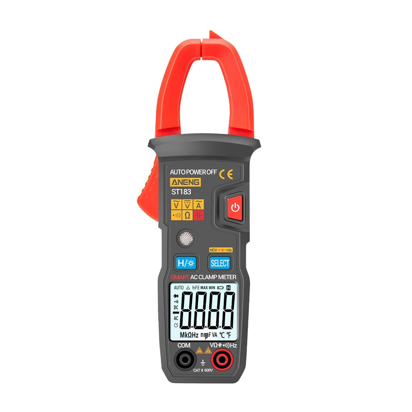Aneng ST183 AC Current and AC/DC Voltage Tester 6000 Counts Digital Clamp Meter Auto-Ranging Multimeter Resistance Capacitance Diode Test NCV