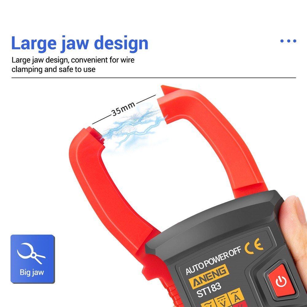 Aneng ST183 AC Current and AC/DC Voltage Tester 6000 Counts Digital Clamp Meter Auto-Ranging Multimeter Resistance Capacitance Diode Test NCV