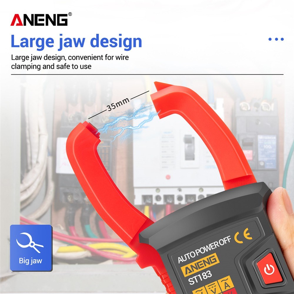 Aneng ST183 AC Current and AC/DC Voltage Tester 6000 Counts Digital Clamp Meter Auto-Ranging Multimeter Resistance Capacitance Diode Test NCV