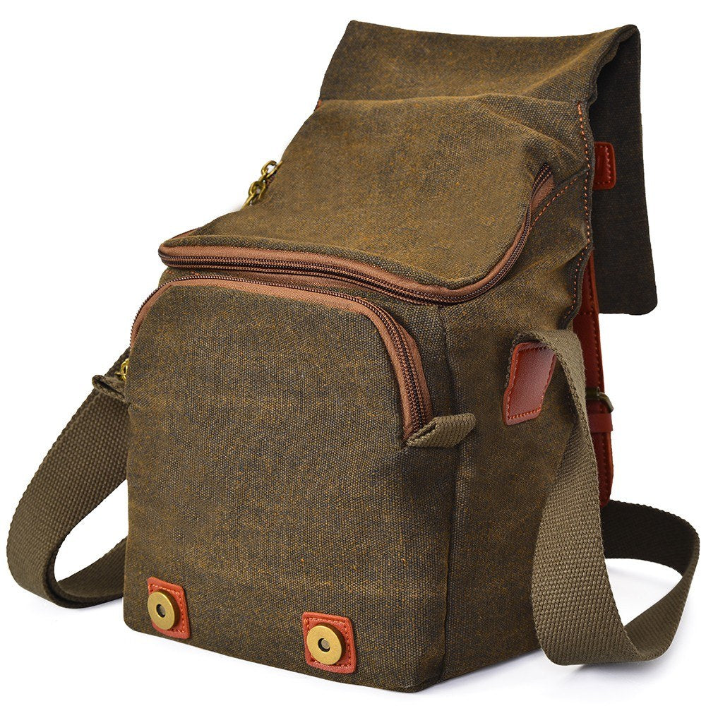 Canvas Shoulder Camera Bag Protective Case Fits 1 Camera 1 Lens for Nikon Canon Sony DSLR Mirrorless Camera and Lens