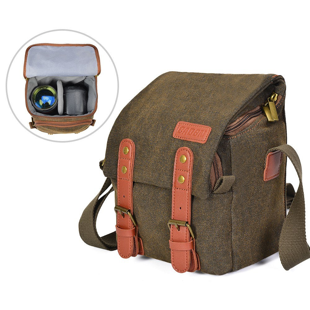 Canvas Shoulder Camera Bag Protective Case Fits 1 Camera 1 Lens for Nikon Canon Sony DSLR Mirrorless Camera and Lens