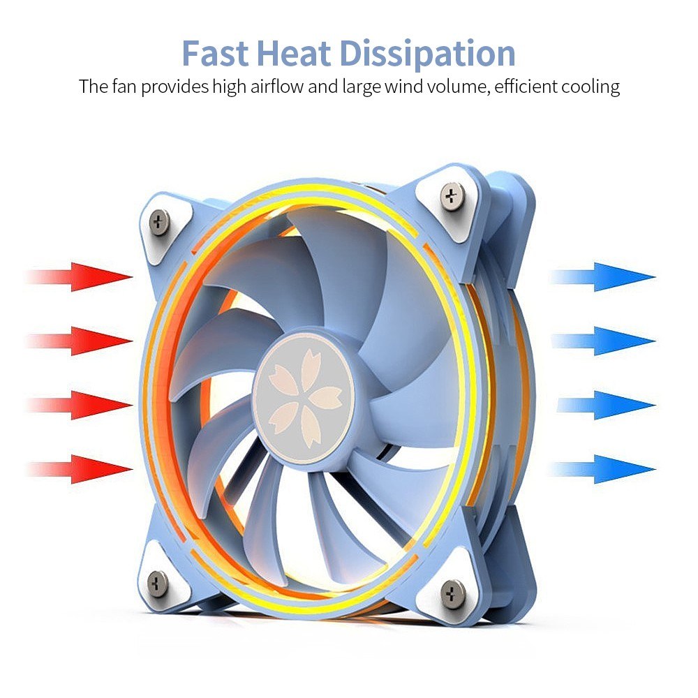 YESTON Computer Case Radiator Large Wind Volume Small Size 12cm Cooling Fan Hydraulic 4Pin Fan Plug 1800RPM Fan Speed Support ARGB Motherboard Synchronization