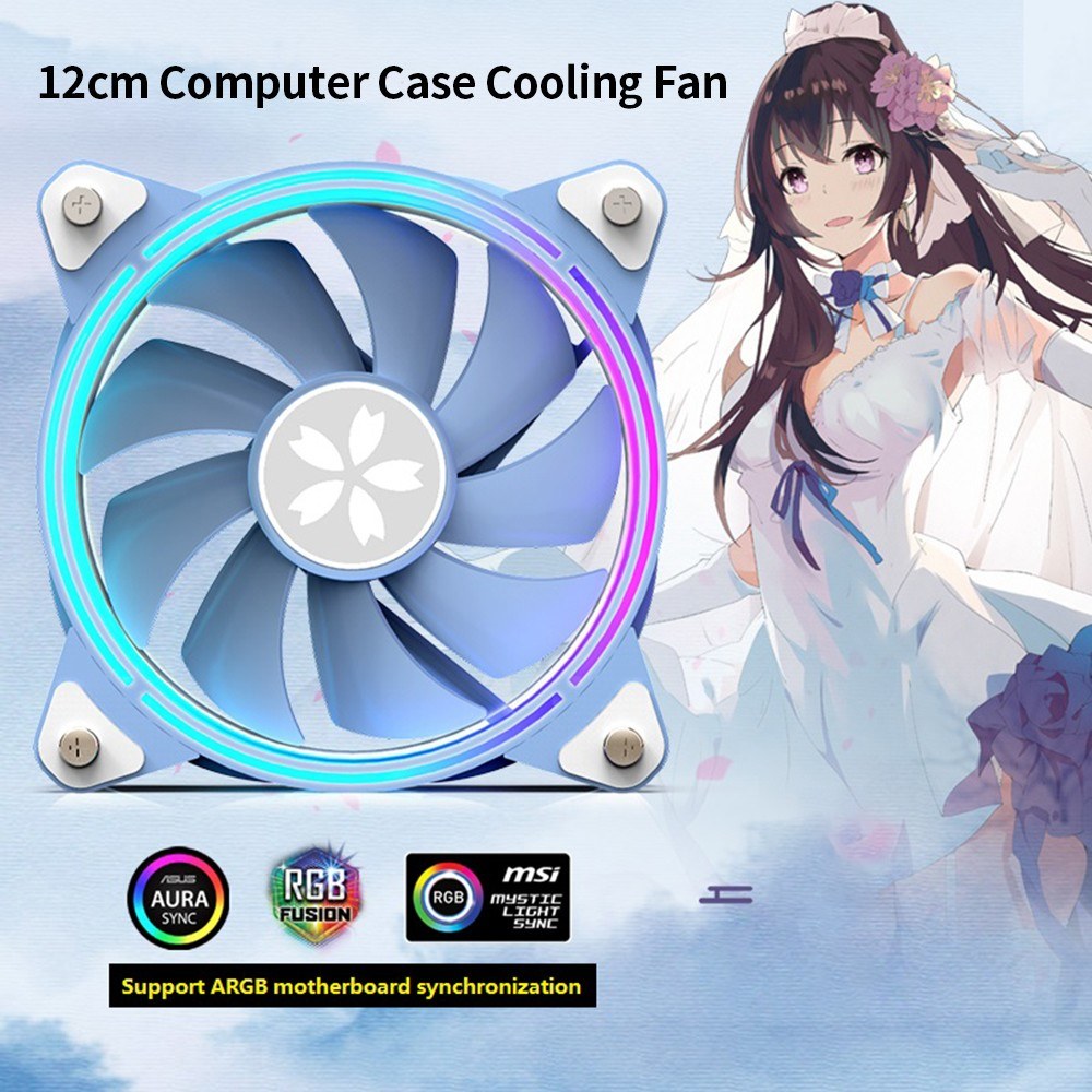 YESTON Computer Case Radiator Large Wind Volume Small Size 12cm Cooling Fan Hydraulic 4Pin Fan Plug 1800RPM Fan Speed Support ARGB Motherboard Synchronization