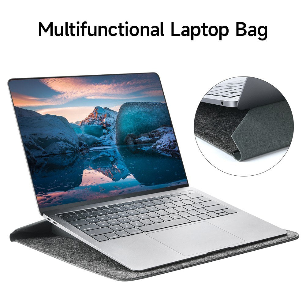 Portable 3-in-1 Laptop Bag+Cooling Bracket+Mouse Pad Scratch-proof Wear-resistant Bag for 13.3-14 inch Laptop - Dark Grey