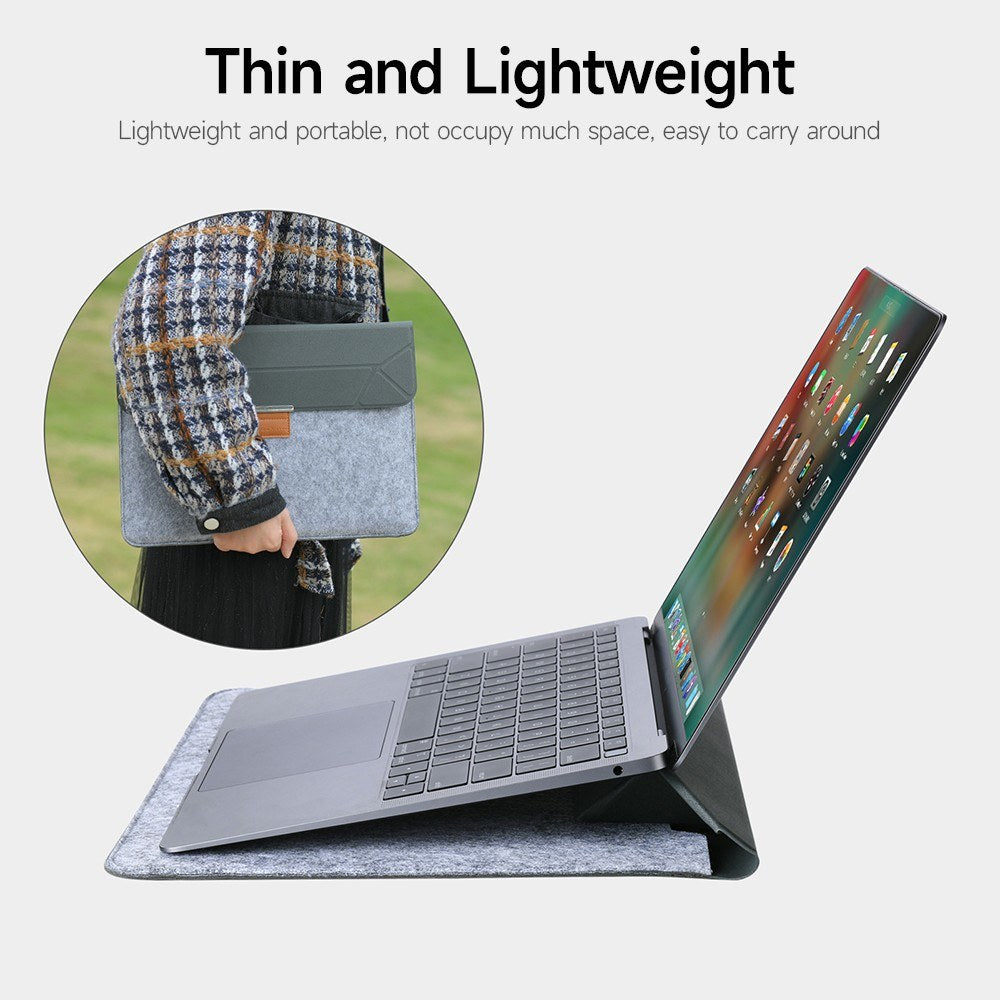 Portable 3-in-1 Laptop Bag+Cooling Bracket+Mouse Pad Scratch-proof Wear-resistant Bag for 13.3-14 inch Laptop - Dark Grey