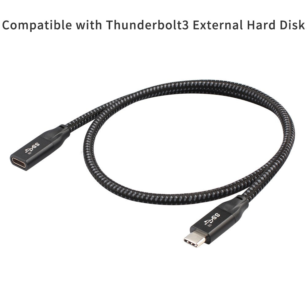USB C Extension Cable Gen2 20Gbps Type C USB 3.1 Male to Female 100W PD Fast Charging and 4K Video Display Extender Lead for Thunderbolt 3 - Black/0.6m