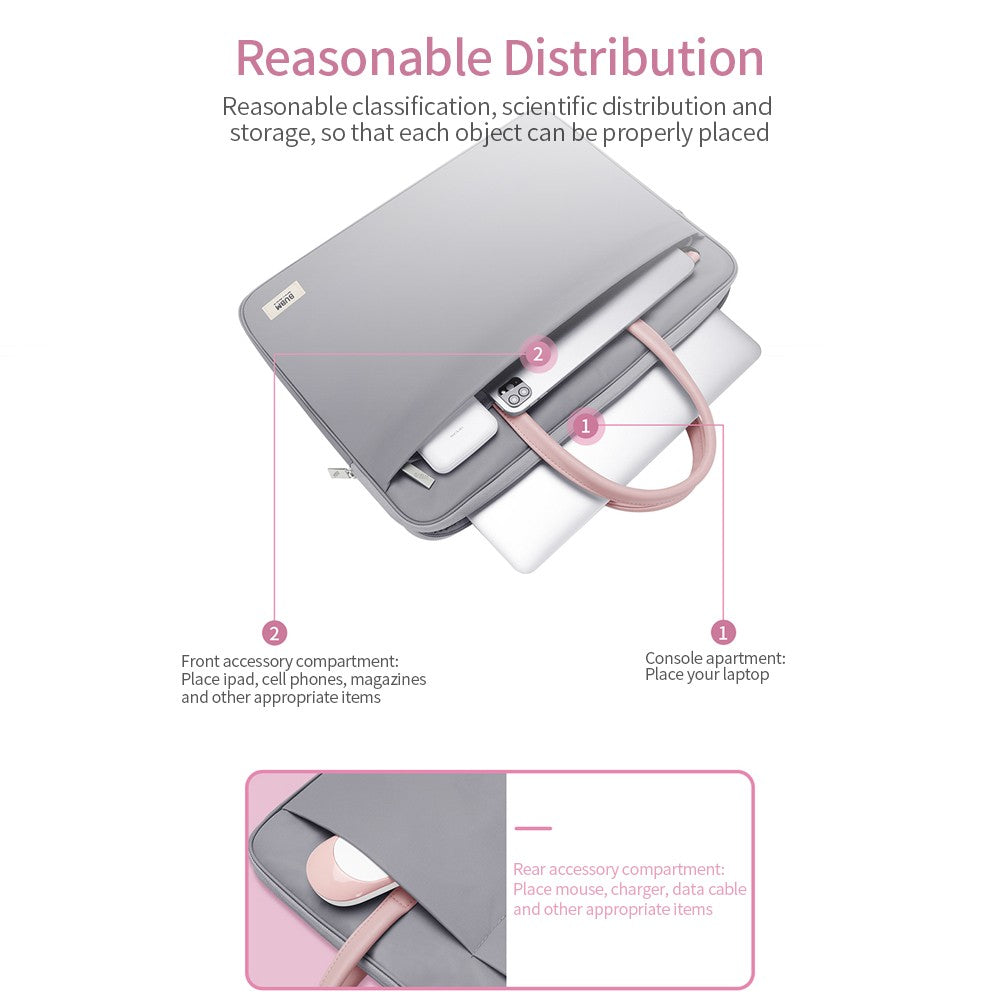 Bubm 14-inch Laptop Bag with Bear Pendant Scratch-resistant Durable Portable Notebook Carrying Bag - Blue