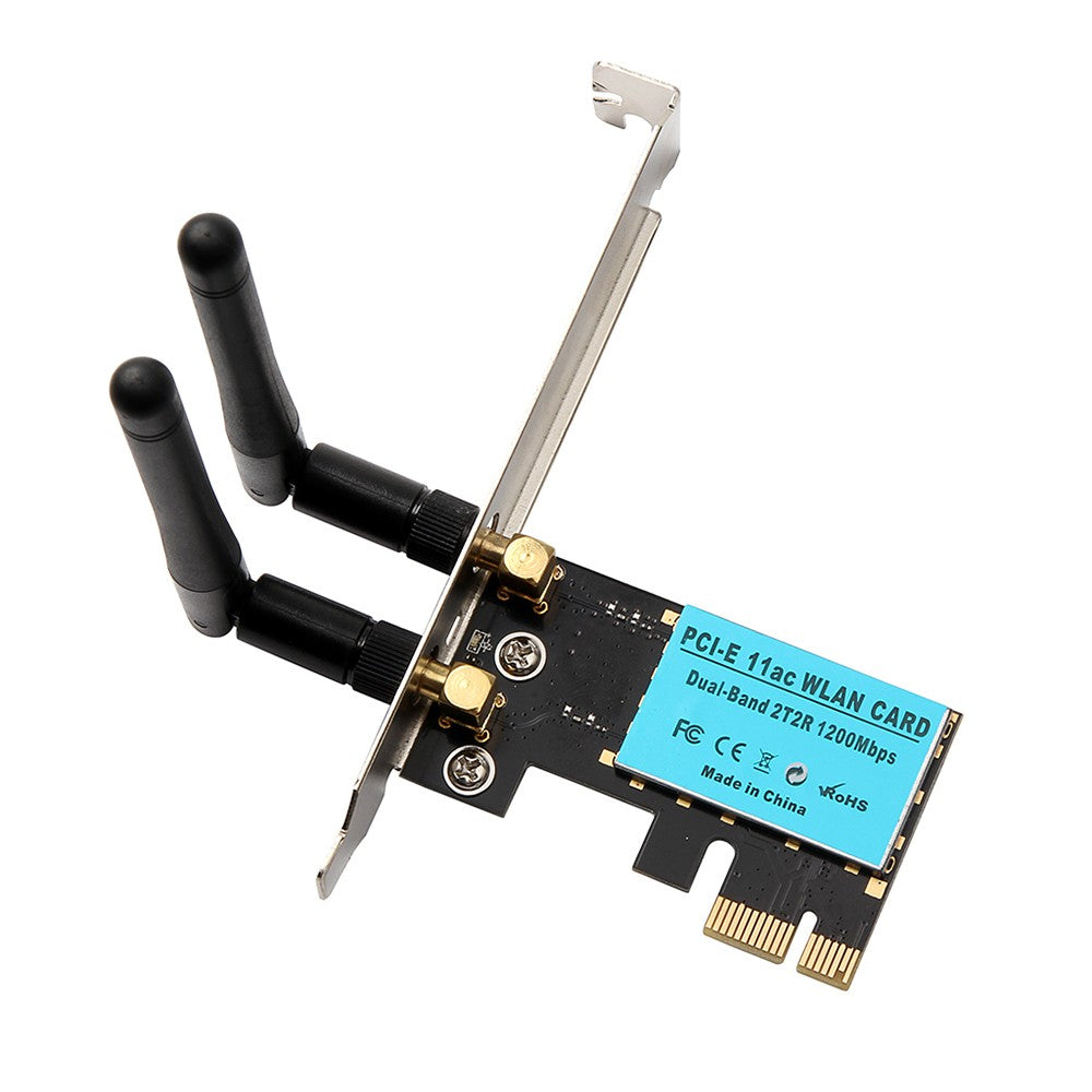 WiFi Card PCI-E Wireless AC 1200Mbps Dual Band Network Card WiFi Receiver Transmitter Network Signal Intensifier for Desktop PC Gaming - Lake Blue