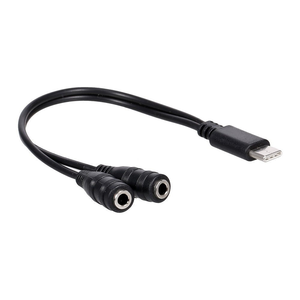 Type-C Male to Dual 3.5mm Female Headphone Adapter Cable 3.5mm AUX Audio Splitter Cable
