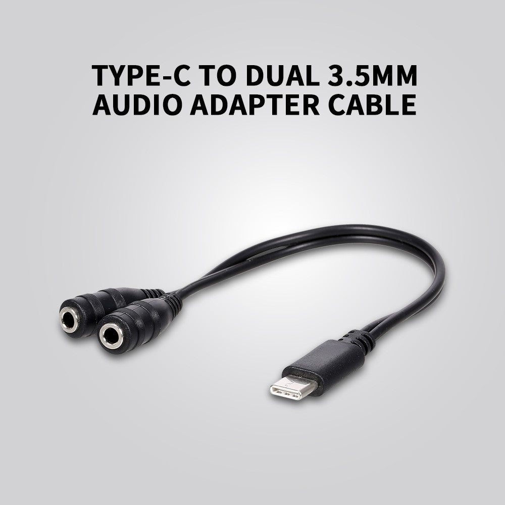 Type-C Male to Dual 3.5mm Female Headphone Adapter Cable 3.5mm AUX Audio Splitter Cable