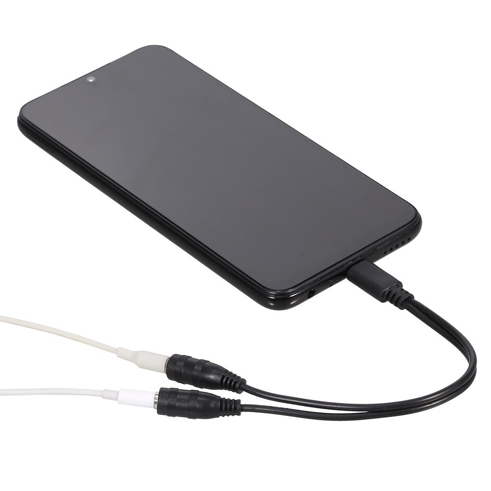 Type-C Male to Dual 3.5mm Female Headphone Adapter Cable 3.5mm AUX Audio Splitter Cable