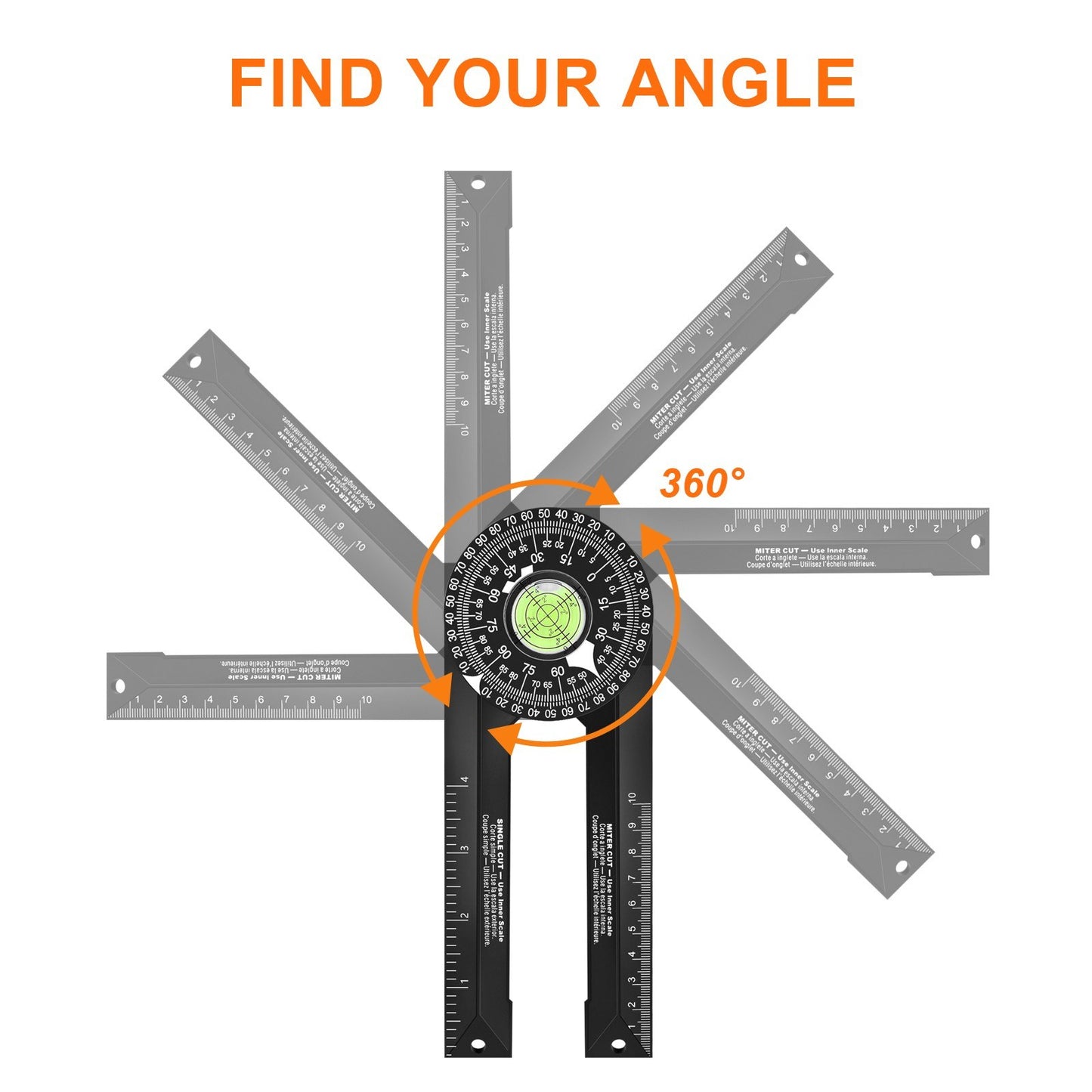 Miter Saw Protractor Woodworking Cutting Positioner Angle Gauge Protractor 360 Degree Horizontal Angle Finder Measurement Tool